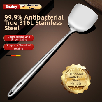 Hiaini virtuvės šaukštas iš 316 nerūdijančio plieno su ilga rankena ir dideliu sriubos šaukštu – aukštos temperatūros atsparumas, logotipo spausdinimas prieinamas