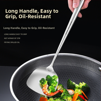 Hiaini virtuvės šaukštas iš 316 nerūdijančio plieno su ilga rankena ir dideliu sriubos šaukštu – aukštos temperatūros atsparumas, logotipo spausdinimas prieinamas