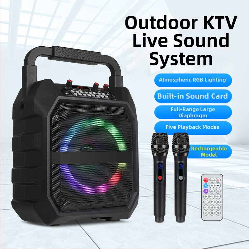 Pārvietojams Bluetooth skaļrunis ar iebūvētu karaoke skaņas karti un mikrofonu ārējai lietošanai (Bluetooth 5.0; 15W; 2000-4000 mAh; 100 Hz-20 kHz; SNR ≥75 dB)
