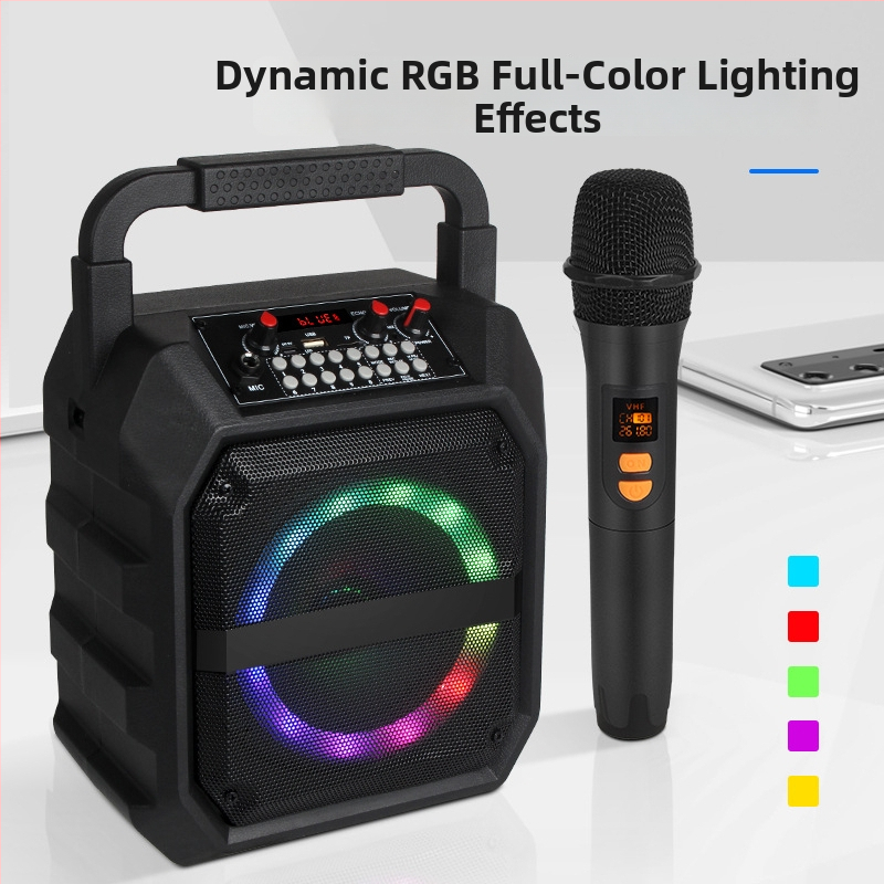 Pārvietojams Bluetooth skaļrunis ar iebūvētu karaoke skaņas karti un mikrofonu ārējai lietošanai (Bluetooth 5.0; 15W; 2000-4000 mAh; 100 Hz-20 kHz; SNR ≥75 dB)