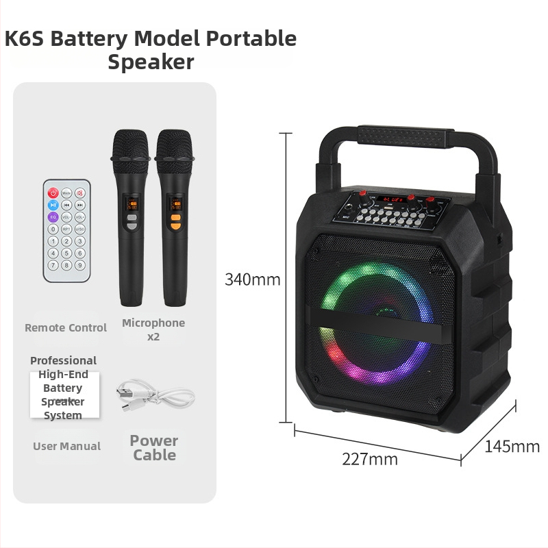 Pārvietojams Bluetooth skaļrunis ar iebūvētu karaoke skaņas karti un mikrofonu ārējai lietošanai (Bluetooth 5.0; 15W; 2000-4000 mAh; 100 Hz-20 kHz; SNR ≥75 dB)