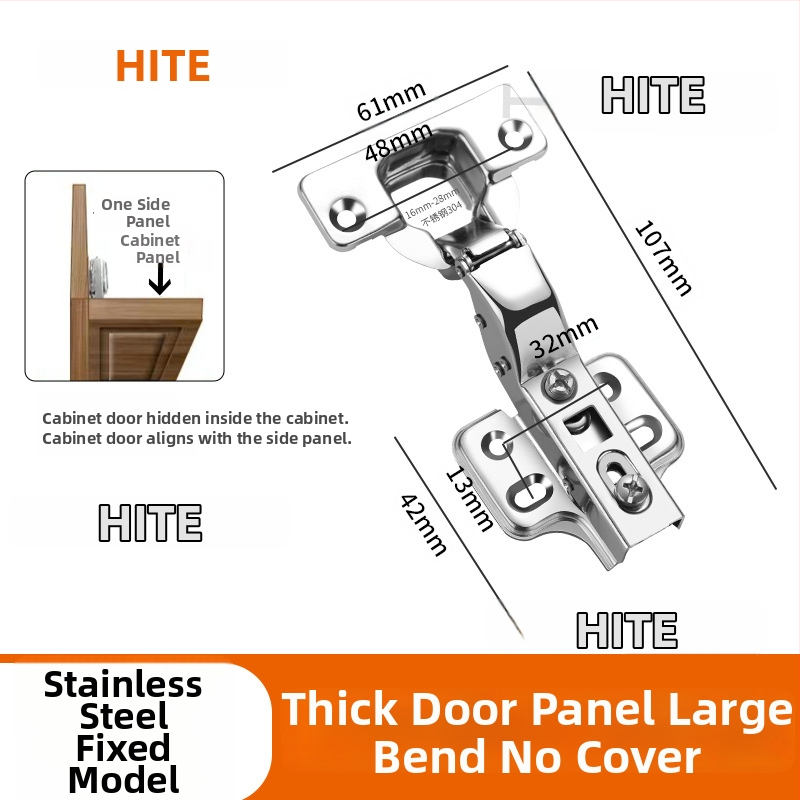 HITE szekrényajtó pánt, rozsdamentes acél, hidraulikus csillapítás, eltávolítható