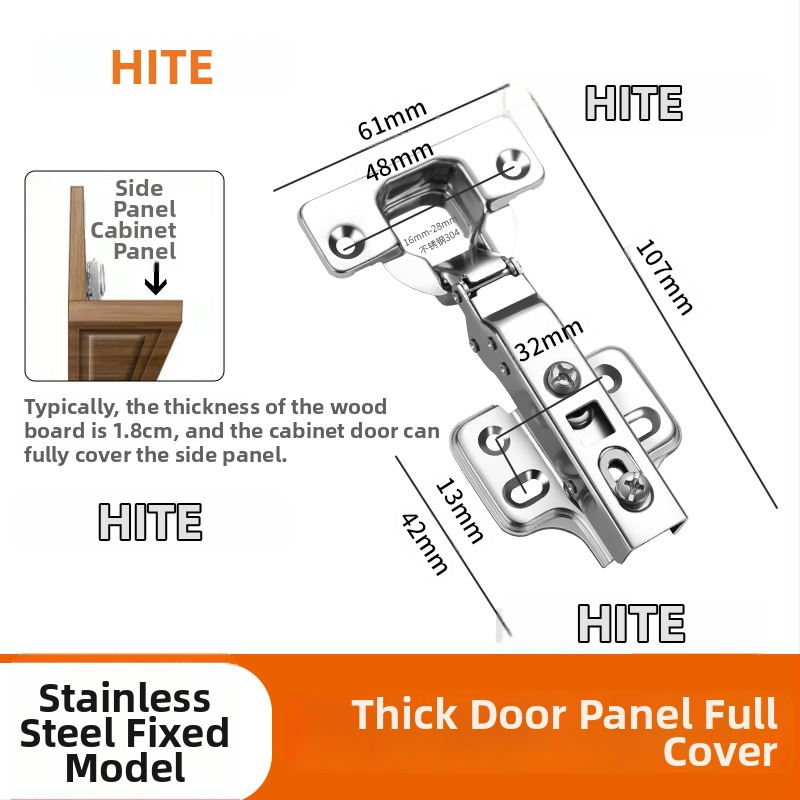HITE szekrényajtó pánt, rozsdamentes acél, hidraulikus csillapítás, eltávolítható