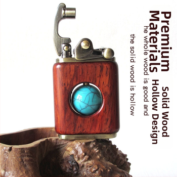 Kerozina aizdedzinātājs ar metāla korpusu un rosewood apdari, vēja izturīgs, logotipa gravēšana, dāvanu kastes iespēja