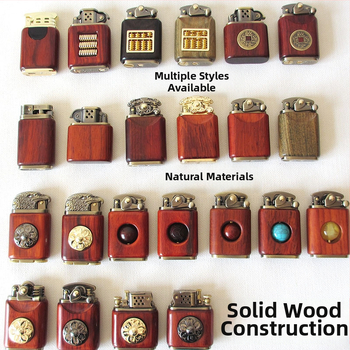 Kerozina aizdedzinātājs ar metāla korpusu un rosewood apdari, vēja izturīgs, logotipa gravēšana, dāvanu kastes iespēja