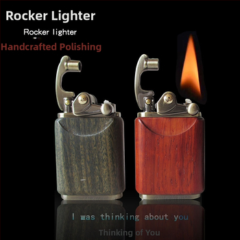 Kerozina aizdedzinātājs ar metāla korpusu un rosewood apdari, vēja izturīgs, logotipa gravēšana, dāvanu kastes iespēja