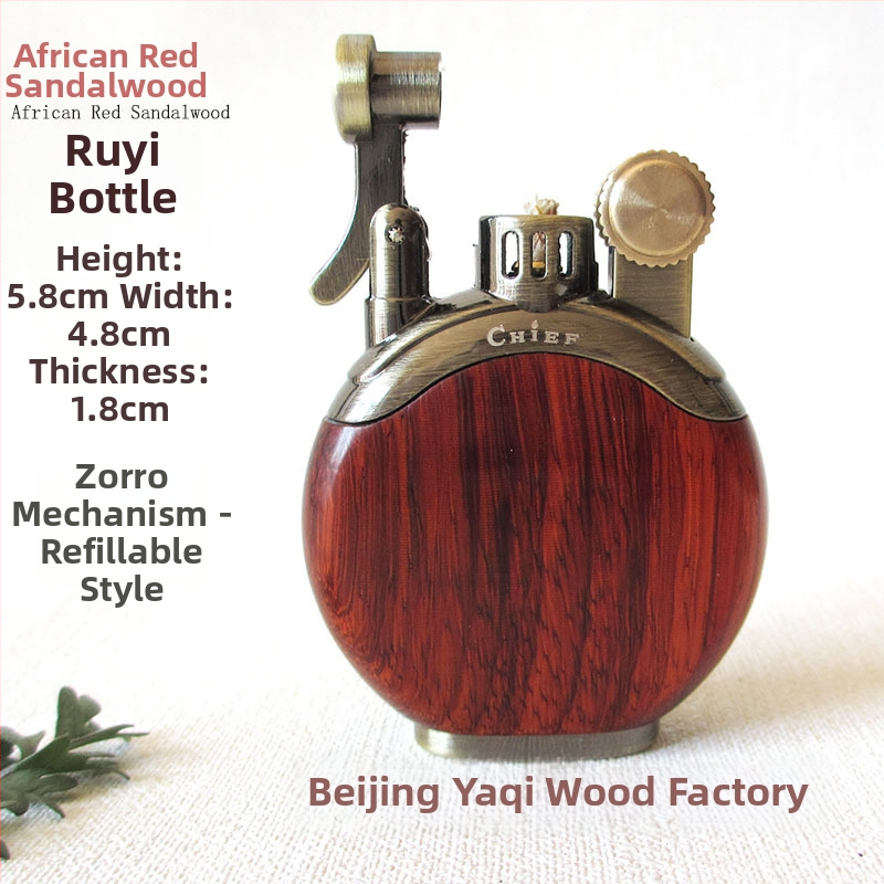 Kerozina aizdedzinātājs ar metāla korpusu un rosewood apdari, vēja izturīgs, logotipa gravēšana, dāvanu kastes iespēja