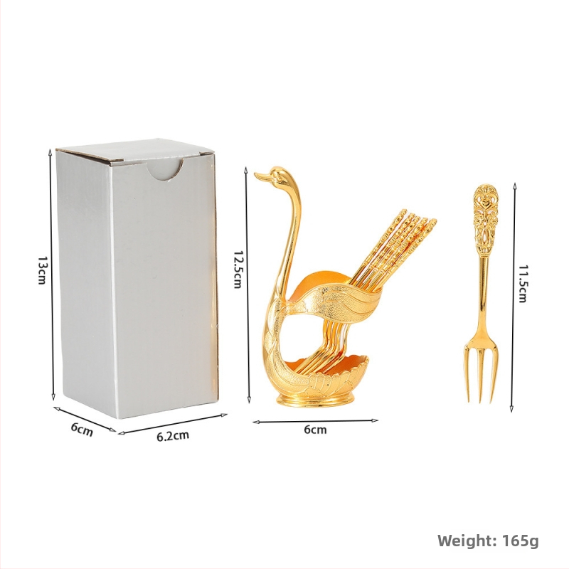 Swan set pribora za jelo — nož, vilica, žlica; cinkova legura; nordijski stil, otmjen uzorak; pakiranje: set; premium kvaliteta