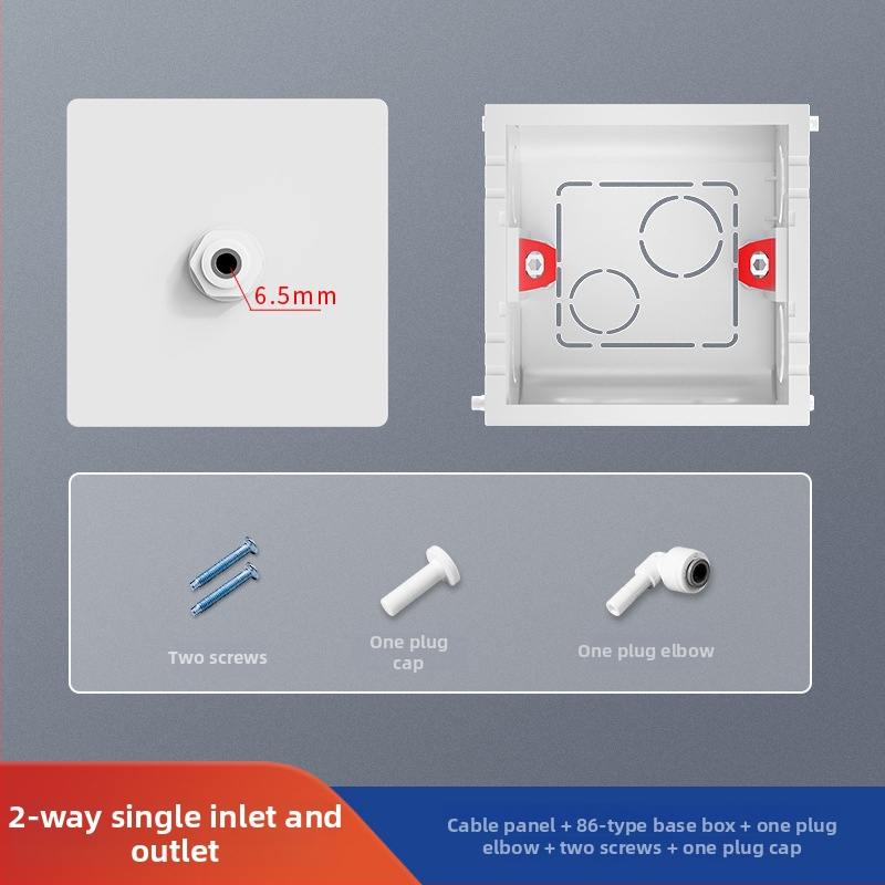 Stāva PE ūdens cauruļu panelis ūdens attīrītājam, tips 86, divvirzienu savienojums, iemontēts apakšējais korpusa vāks; Zīmols: International Electrician
