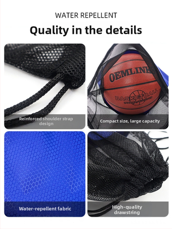 Sportinė kuprinė su raišteliu ir tinkleliu kišene krepšiniui | Medžiaga: Oxford audinys | Prekės ženklas: Elephant Series | Logotipo spausdinimas | Prekės kodas: TBD11