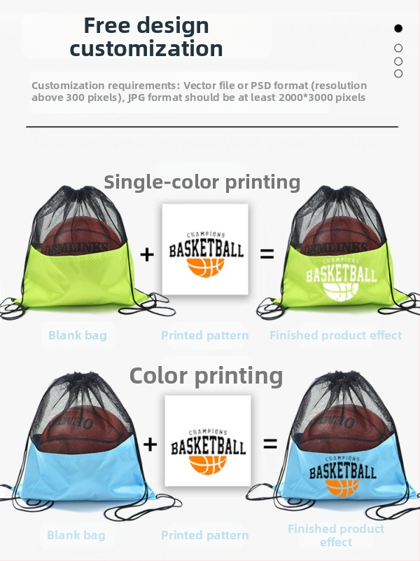 Sporta soma ar šņori un tīkla kabatu basketbolam | Materiāls: Oxford audums | Zīmols: Elephant Series | Logo drukāšana pieejama | Preces kods: TBD11