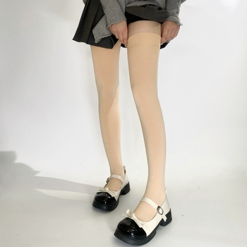 Nailoninės kojinės virš kelių moterims su silikoniniu neslidžiu sluoksniu žiemai
