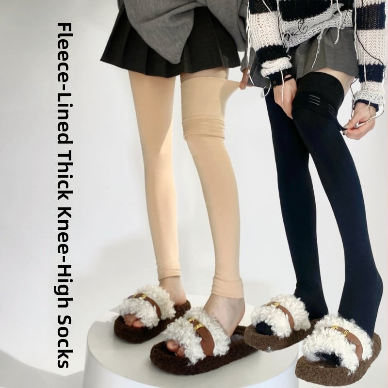Nailoninės kojinės virš kelių moterims su silikoniniu neslidžiu sluoksniu žiemai