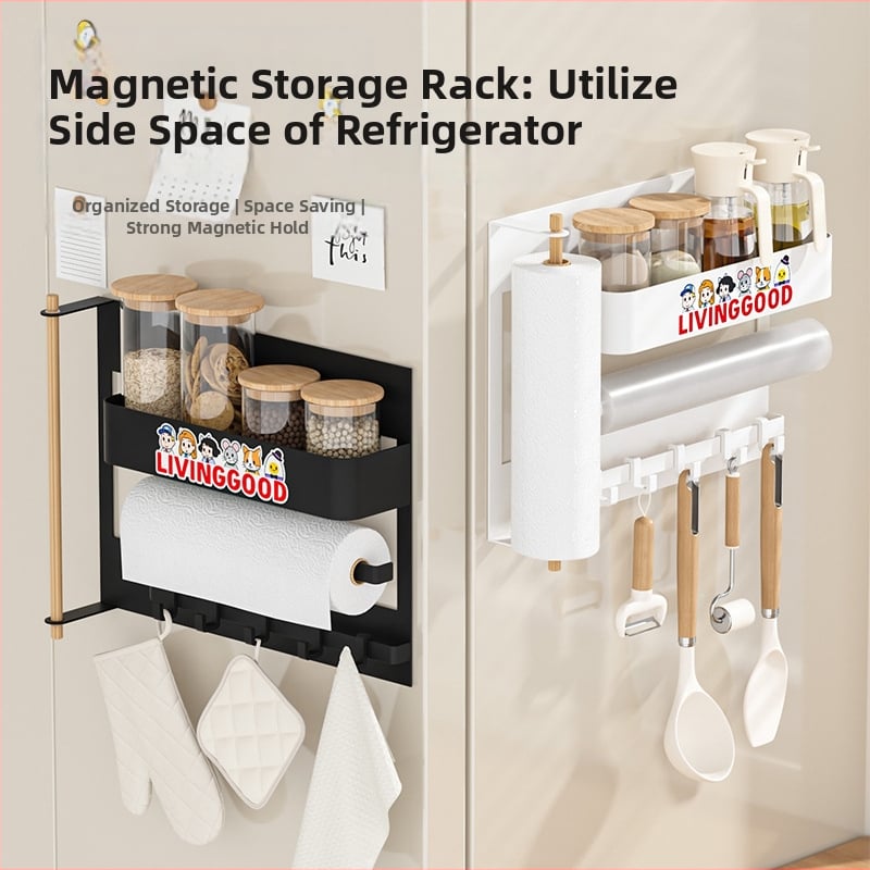 Magnetinė šaldytuvo laikymo sistema, be gręžimo, sieninė, nuimamas virtuvės organizatorius