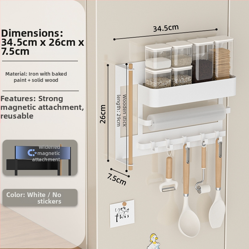 Magnetinė šaldytuvo laikymo sistema, be gręžimo, sieninė, nuimamas virtuvės organizatorius