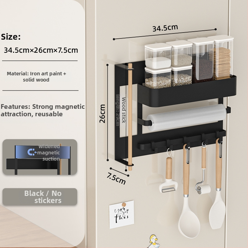 Magnetinė šaldytuvo laikymo sistema, be gręžimo, sieninė, nuimamas virtuvės organizatorius