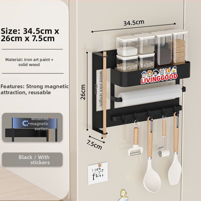 Magnetinė šaldytuvo laikymo sistema, be gręžimo, sieninė, nuimamas virtuvės organizatorius