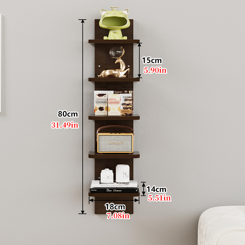 Zidni 5-etažni regal za skladištenje i knjige, moderan minimalistički dizajn dnevnog boravka