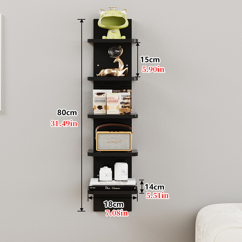 Zidni 5-etažni regal za skladištenje i knjige, moderan minimalistički dizajn dnevnog boravka