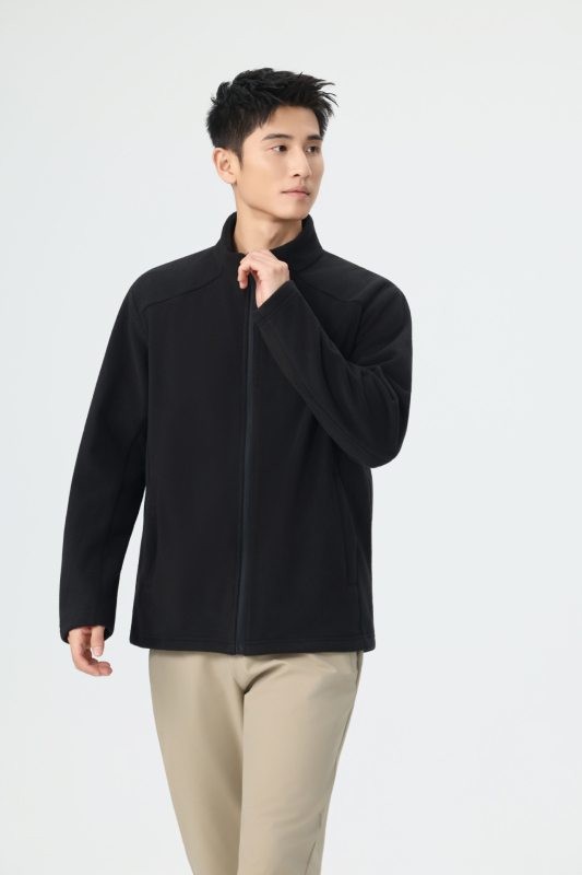 Fleece džemperio kardiganas be gobtuvo, vidinė fliso apdaila, tinkamas žiemai ir rudeniui