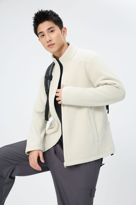 Fleece džemperio kardiganas be gobtuvo, vidinė fliso apdaila, tinkamas žiemai ir rudeniui