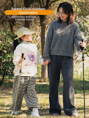 Vaikų žygio lazda, aliuminio lydinys, 170 g, 3 dalys, išorinis užrakto mechanizmas, tiesi rankena