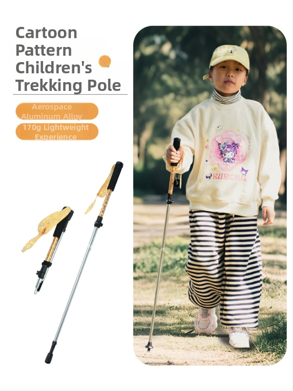 Vaikų žygio lazda, aliuminio lydinys, 170 g, 3 dalys, išorinis užrakto mechanizmas, tiesi rankena