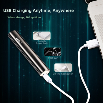 ZOBO USB uzlādes metāla zapālētājs – pretvēja, universālā dāvana, mūsdienīgs minimālisks dizains
