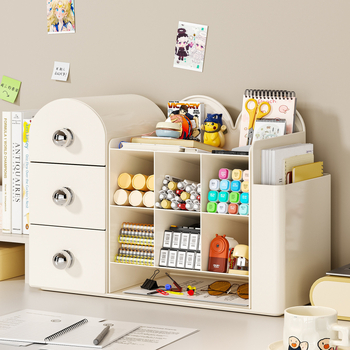 Asztali könyvtartó és tároló – 2 az 1-ben rendező rekeszekkel, PP műanyagból, 1 L kapacitás, modell 2508