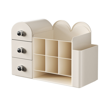 Asztali könyvtartó és tároló – 2 az 1-ben rendező rekeszekkel, PP műanyagból, 1 L kapacitás, modell 2508