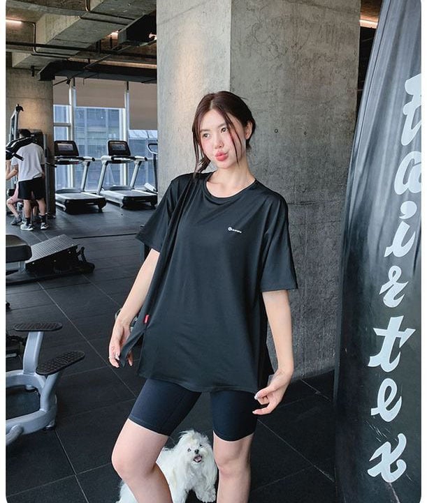 Комплект за фитнес йога – къс ръкав пуловер топ + леггинги, бързосъхнеща полиестерова материя 95%, лято 2025