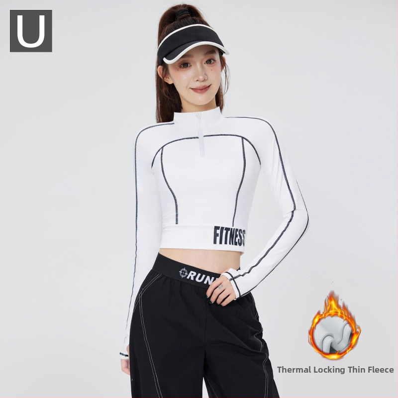 Ženski set za trčanje na otvorenom — uski kroj, dugi rukav, brzo-sušeci top, s jastučićem za prsni koš, najlon/spandeks, 2025