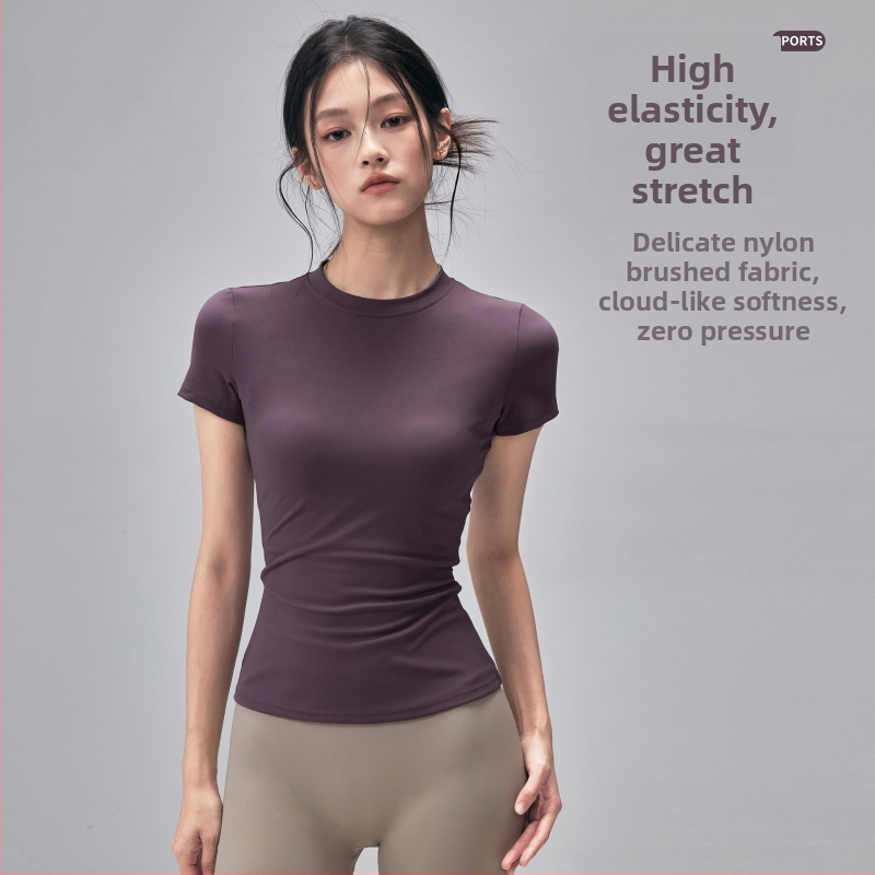 Jogos treniruočių marškinėliai – drėgmės pašalinimas, siauras kirpimas, juosmens ilgis, nailono audinys