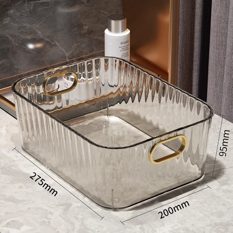 Κουτί αποθήκευσης γραφείου, διαφανές PET πλαστικό, με δυνατότητα στοίβαξης, οργανωτής για καλλυντικά, φροντίδα δέρματος και μάσκες