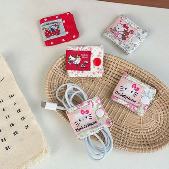 Organizator de cabluri cu urechi de pisică, din țesătură, stil desen animat, portabil, pentru birou și dormitor