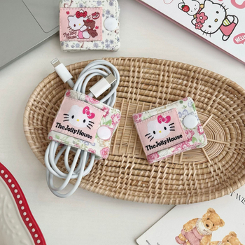 Organizator de cabluri cu urechi de pisică, din țesătură, stil desen animat, portabil, pentru birou și dormitor