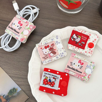 Organizator de cabluri cu urechi de pisică, din țesătură, stil desen animat, portabil, pentru birou și dormitor