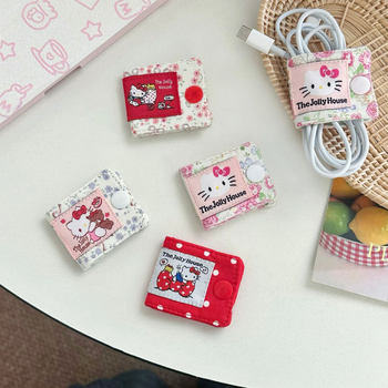 Organizator de cabluri cu urechi de pisică, din țesătură, stil desen animat, portabil, pentru birou și dormitor