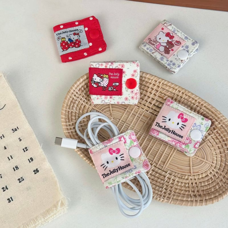 Organizator de cabluri cu urechi de pisică, din țesătură, stil desen animat, portabil, pentru birou și dormitor