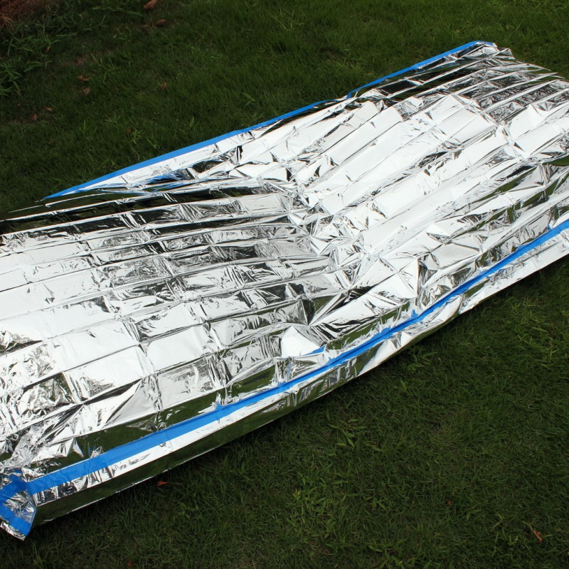 Cleye PET aliuminio plėvelės skubios pagalbos antklodė, voko tipo konstrukcija, suaugusiems, svoris 80 g