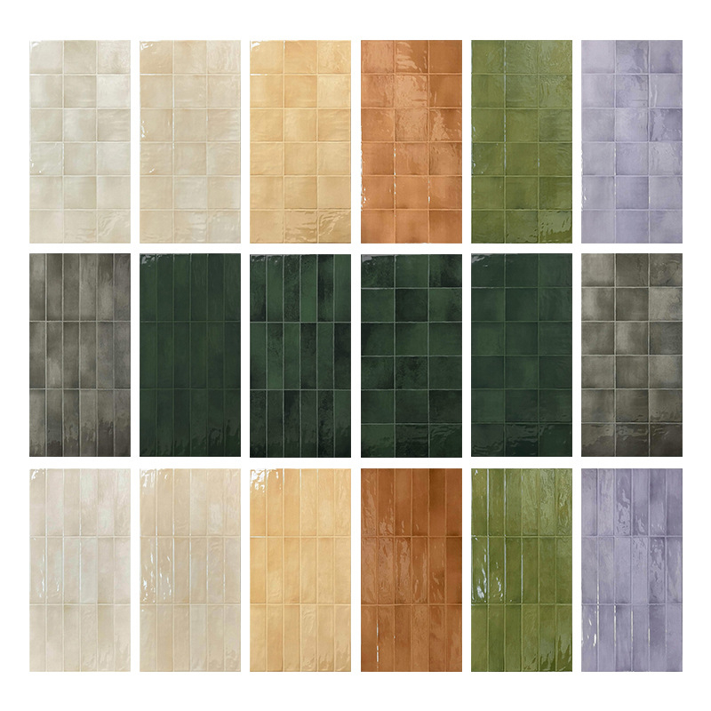 Fürdőszobai antik téglamintás csempe, glazúrozott fényes felület, antik mintázat, csúszásmentes felület, fél-matt befejezés, vízfelvétel 0,5%