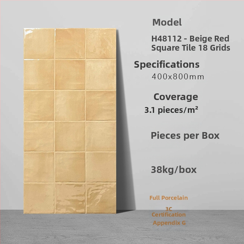 Fürdőszobai antik téglamintás csempe, glazúrozott fényes felület, antik mintázat, csúszásmentes felület, fél-matt befejezés, vízfelvétel 0,5%