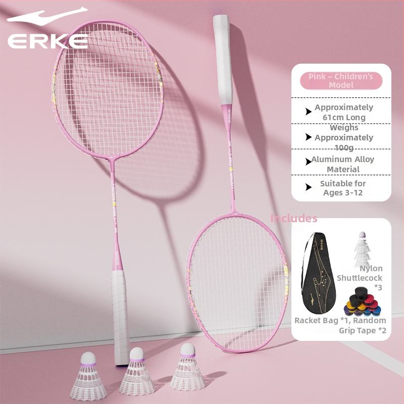 Pora badminton raketė vaikams, aliuminio lydinio rėmas, svoris 95–100 g, rankenos dydis G5, veleno kietumas vidutinis