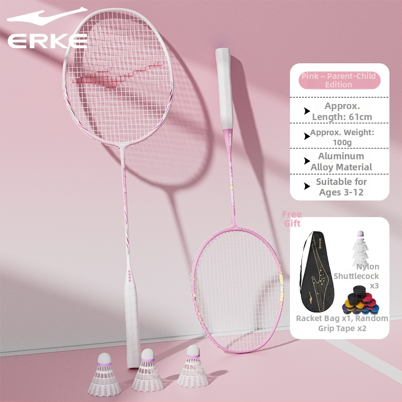 Pora badminton raketė vaikams, aliuminio lydinio rėmas, svoris 95–100 g, rankenos dydis G5, veleno kietumas vidutinis