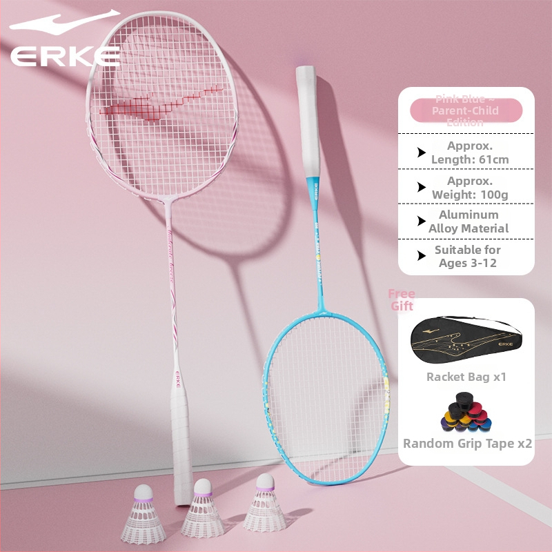 Pora badminton raketė vaikams, aliuminio lydinio rėmas, svoris 95–100 g, rankenos dydis G5, veleno kietumas vidutinis