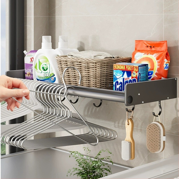 Seininis skalbimo mašinos laikiklis, be gręžimo, aliuminio lydinys, modelis M4A10, apkrova 20 kg, vieno lygio, paviršiaus apdaila: plastinis purškimas