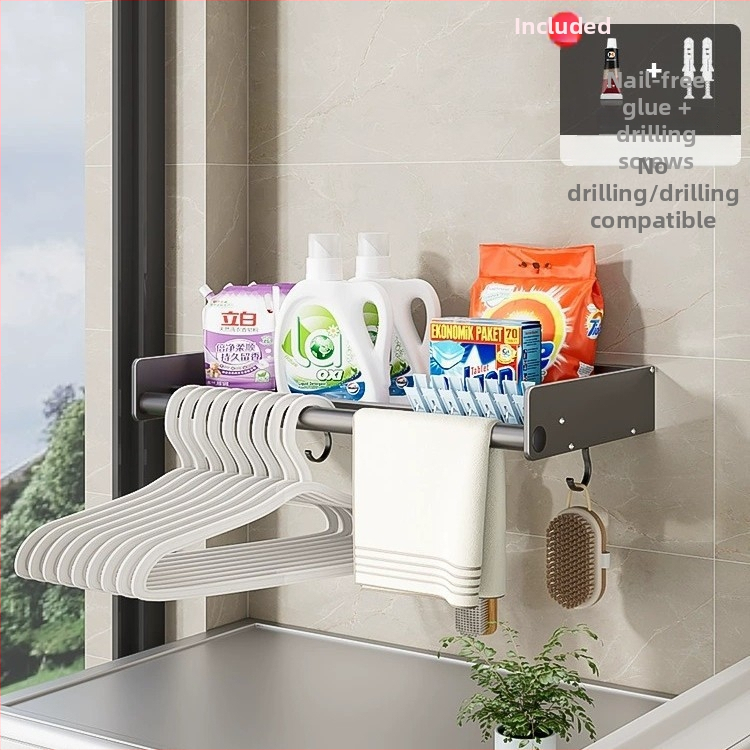 Seininis skalbimo mašinos laikiklis, be gręžimo, aliuminio lydinys, modelis M4A10, apkrova 20 kg, vieno lygio, paviršiaus apdaila: plastinis purškimas