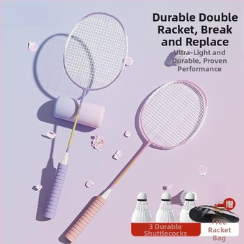 Badminton raketės komplektas (pora) suaugusiems ir vaikams, aliuminio lydinio rėmas, nailoninis pluoštas, svoris 95–100 g, tiesus kotas