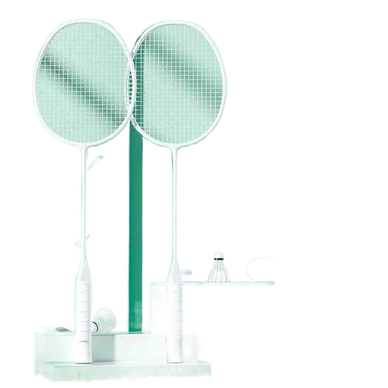 Badminton raketės komplektas (pora) suaugusiems ir vaikams, aliuminio lydinio rėmas, nailoninis pluoštas, svoris 95–100 g, tiesus kotas