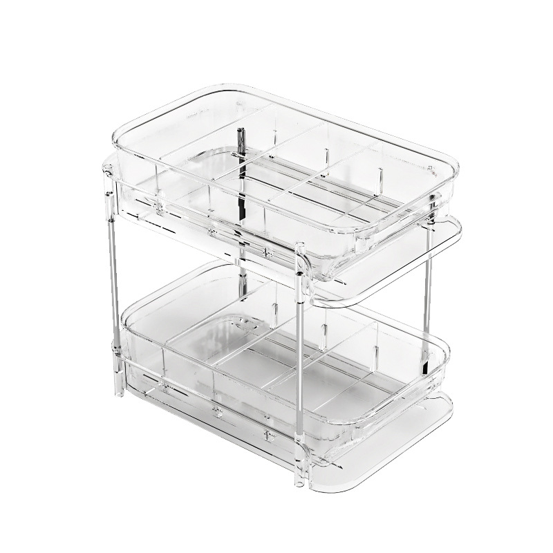 Κάτω από τον νεροχύτη: 3-επίπεδη εξαγόμενη ραφιέρα μπάνιου με διαφανή συρτάρια, PET + ανοξείδωτος χάλυβας